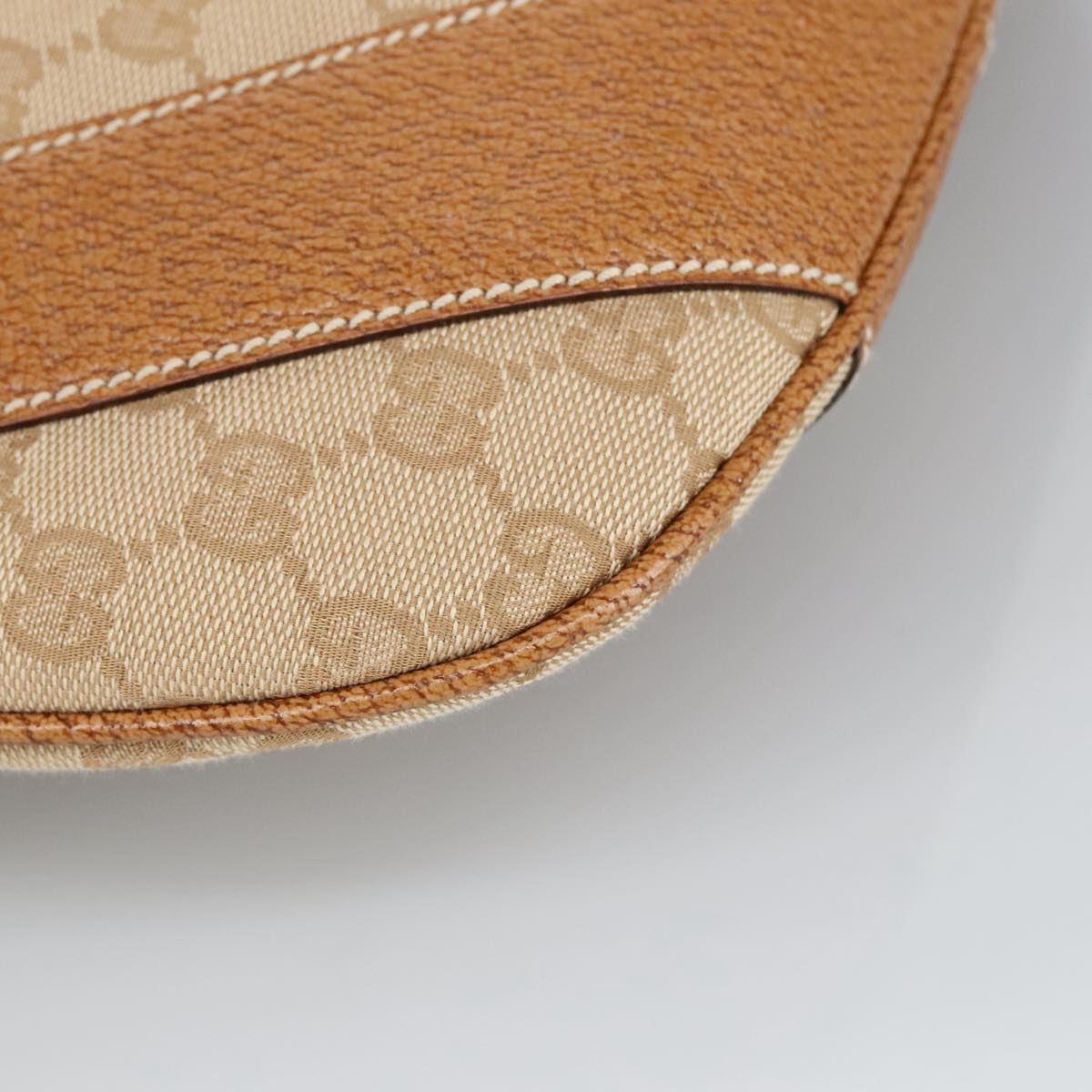 GUCCI GG Canvas Shoulder Bag Beige Silver 124357 102066