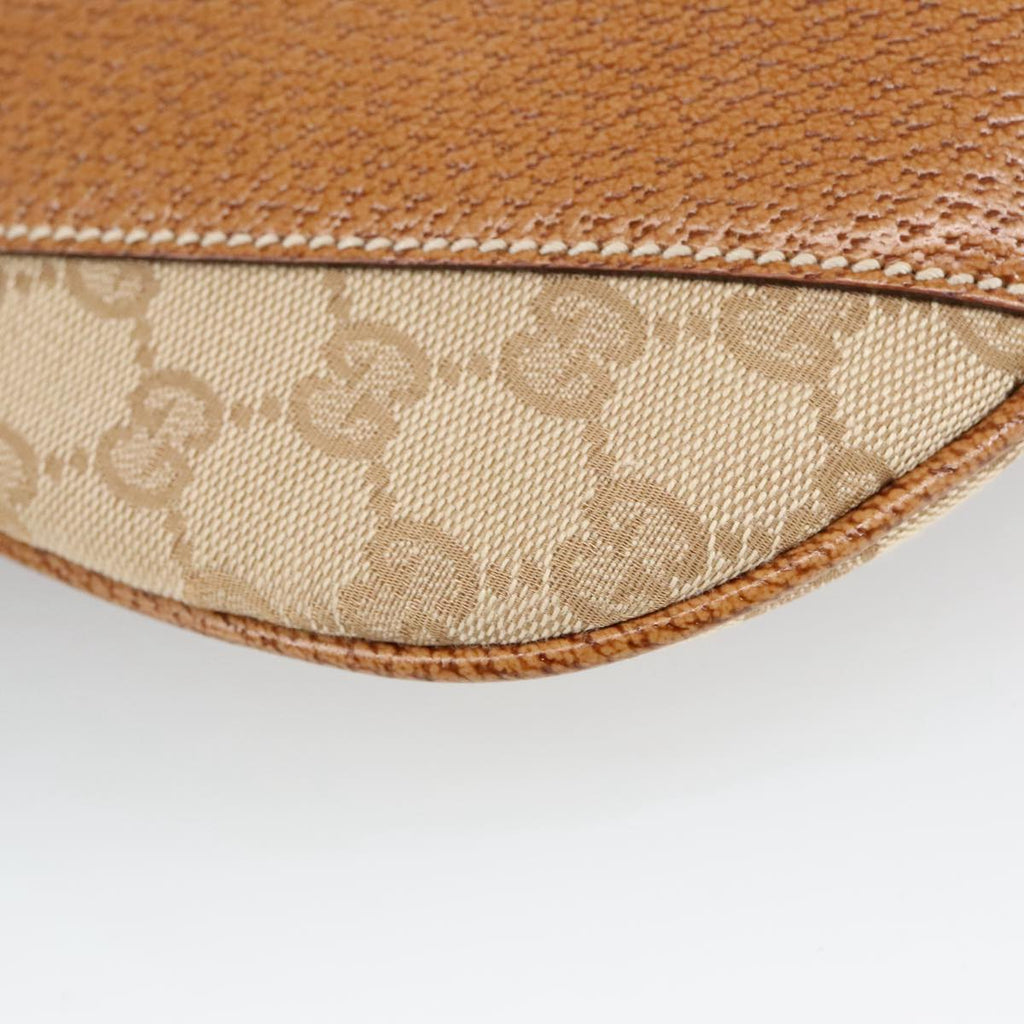 GUCCI GG Canvas Shoulder Bag Beige Silver 124357 102066