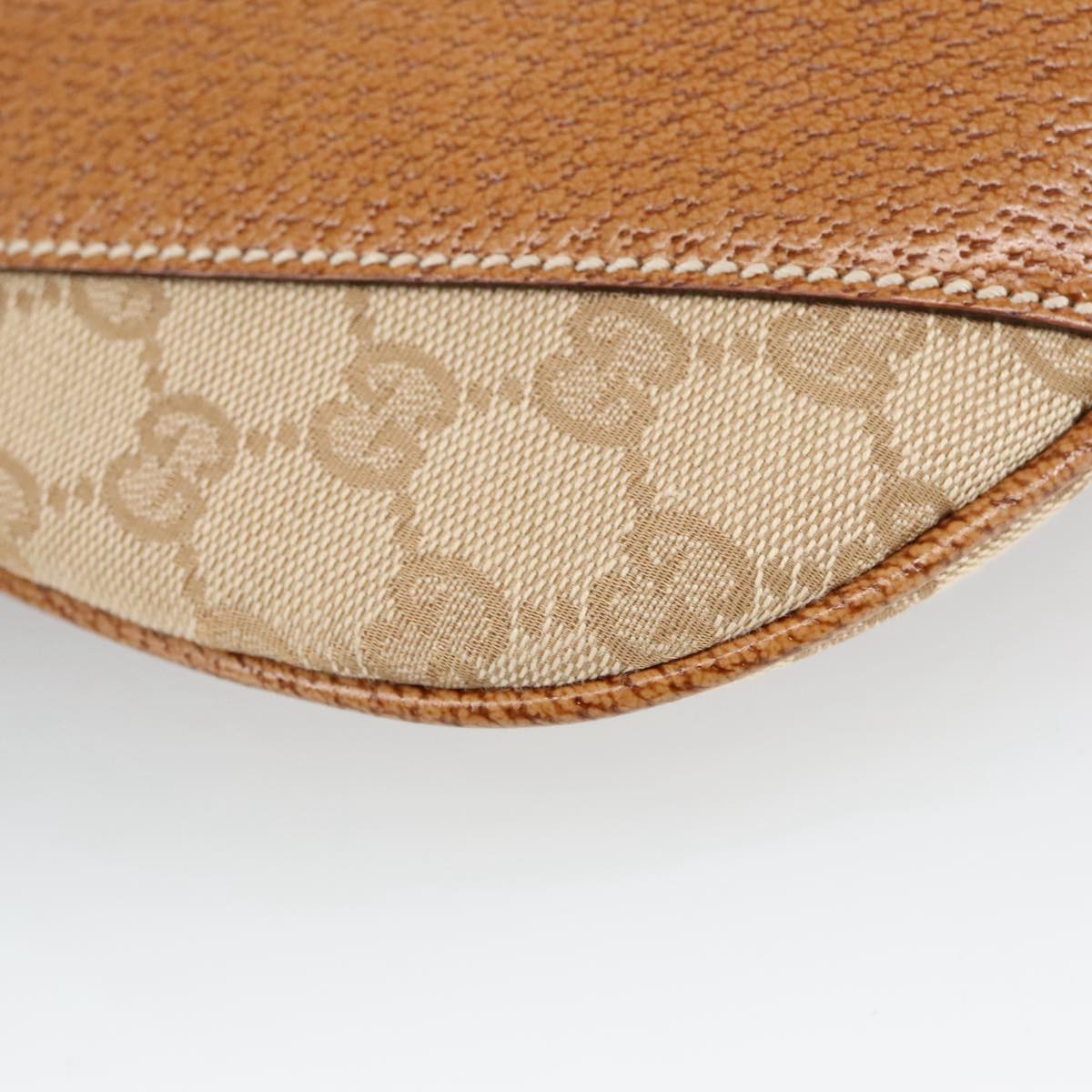 GUCCI GG Canvas Shoulder Bag Beige Silver 124357 102066