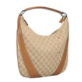GUCCI GG Canvas Shoulder Bag Beige Silver 124357 102066