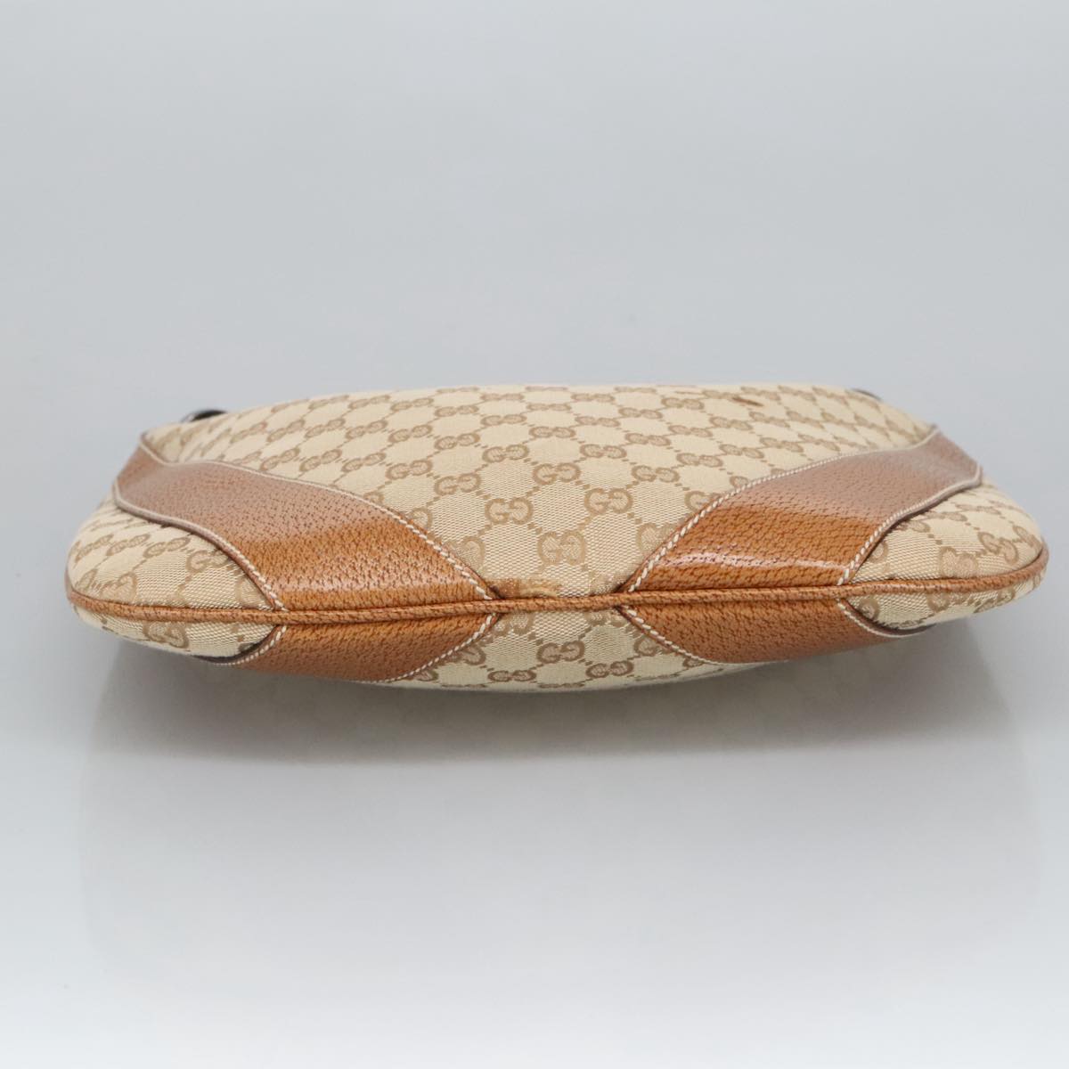 GUCCI GG Canvas Shoulder Bag Beige Silver 124357 102066