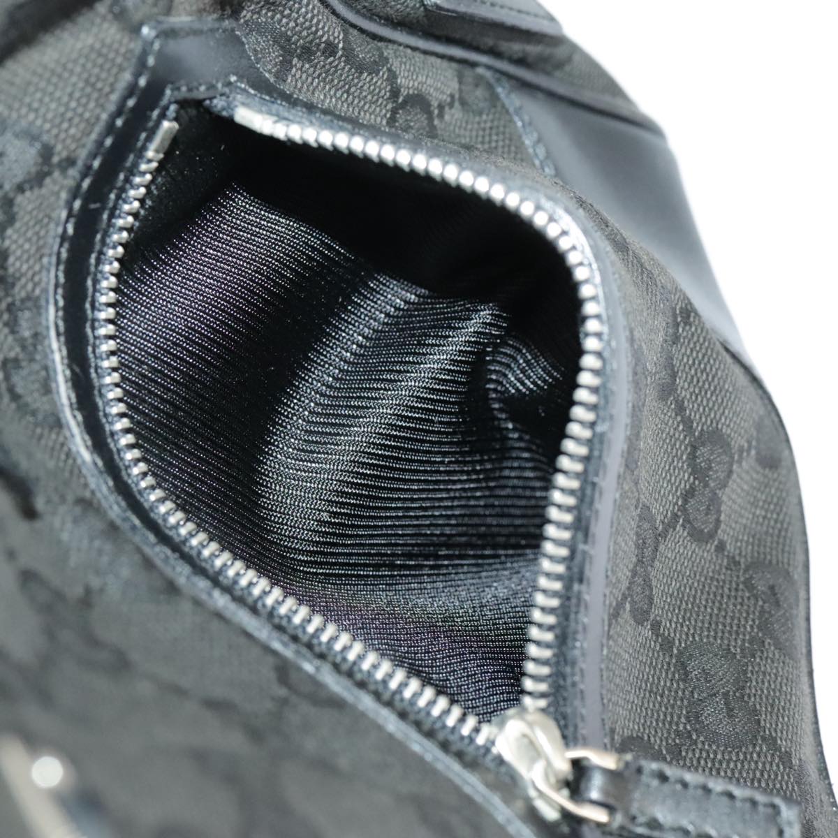 GUCCI GG Canvas Hand Bag Black Silver 002 1115 102070