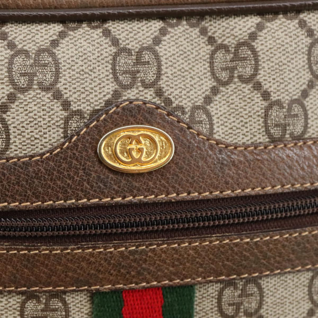 GUCCI GG Supreme Web Sherry Line Shoulder Bag PVC Beige 378 02 005 102112