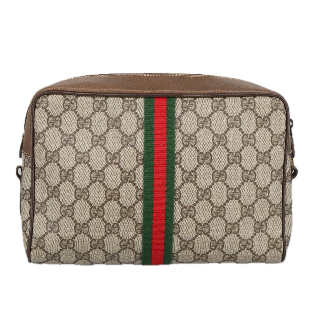 GUCCI GG Supreme Web Sherry Line Shoulder Bag PVC Beige 378 02 005 102112