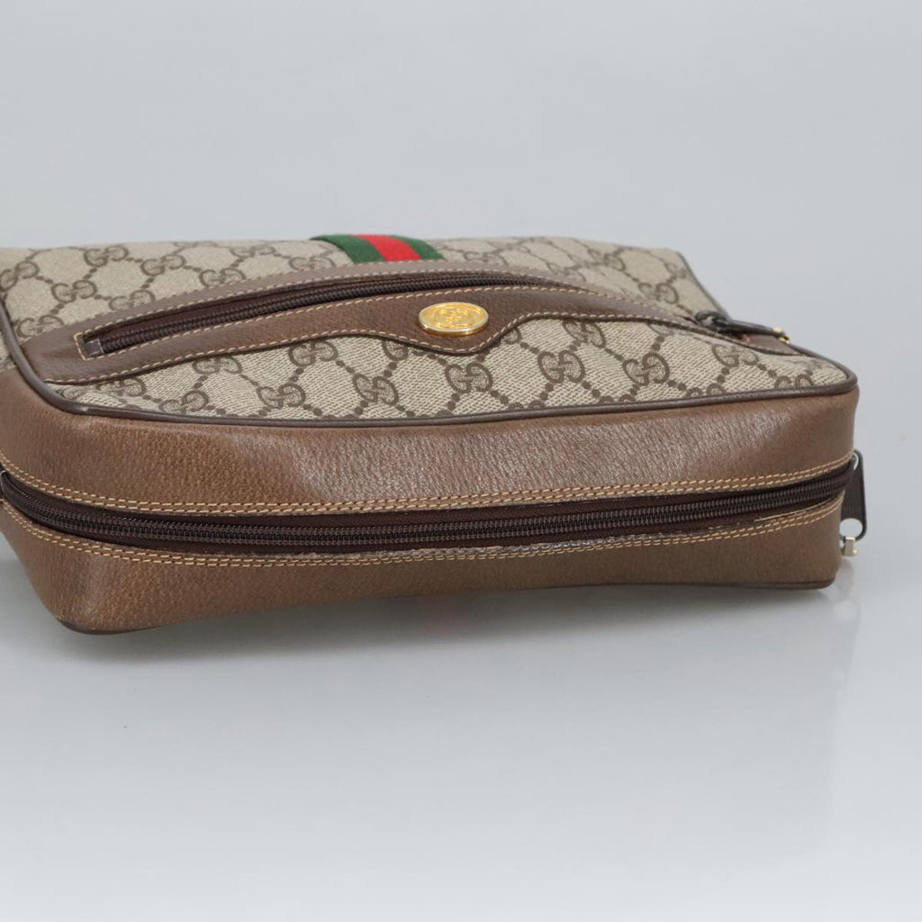 GUCCI GG Supreme Web Sherry Line Shoulder Bag PVC Beige 378 02 005 102112