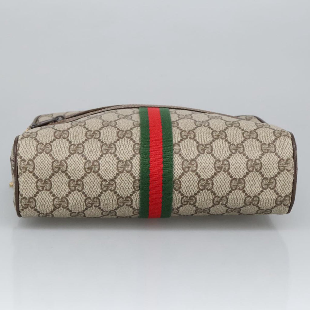 GUCCI GG Supreme Web Sherry Line Shoulder Bag PVC Beige 378 02 005 102112