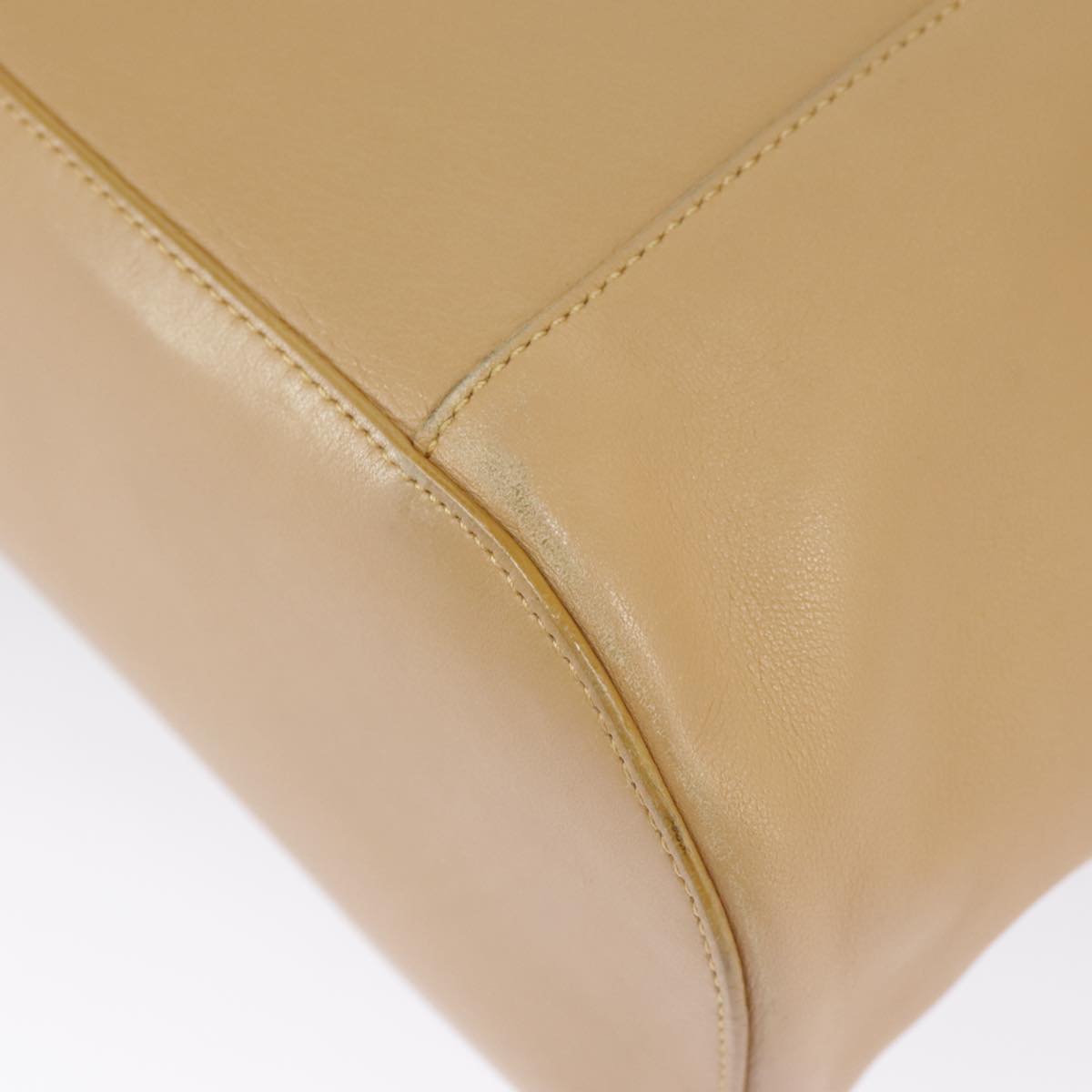 GUCCI Hand Bag Leather Plastic Beige Silver 001 3738 102113