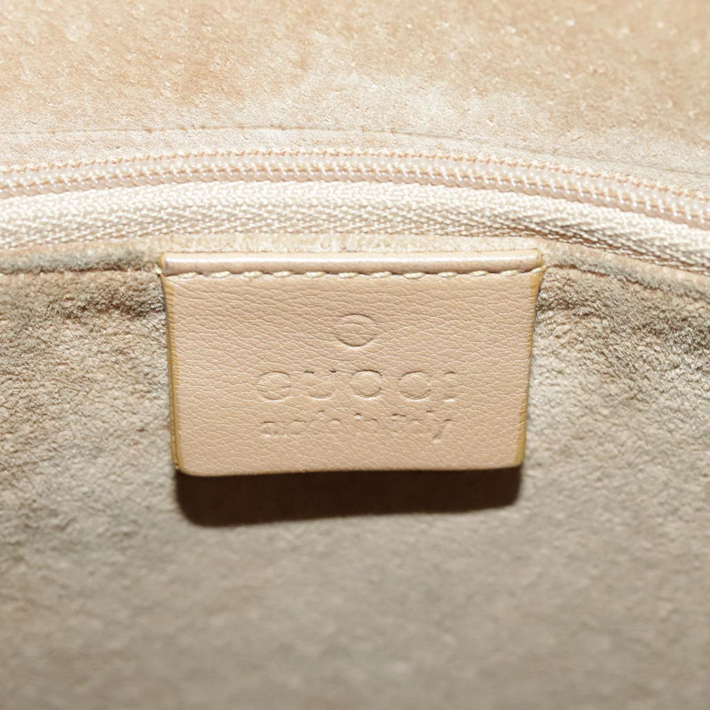 GUCCI Hand Bag Leather Plastic Beige Silver 001 3738 102113