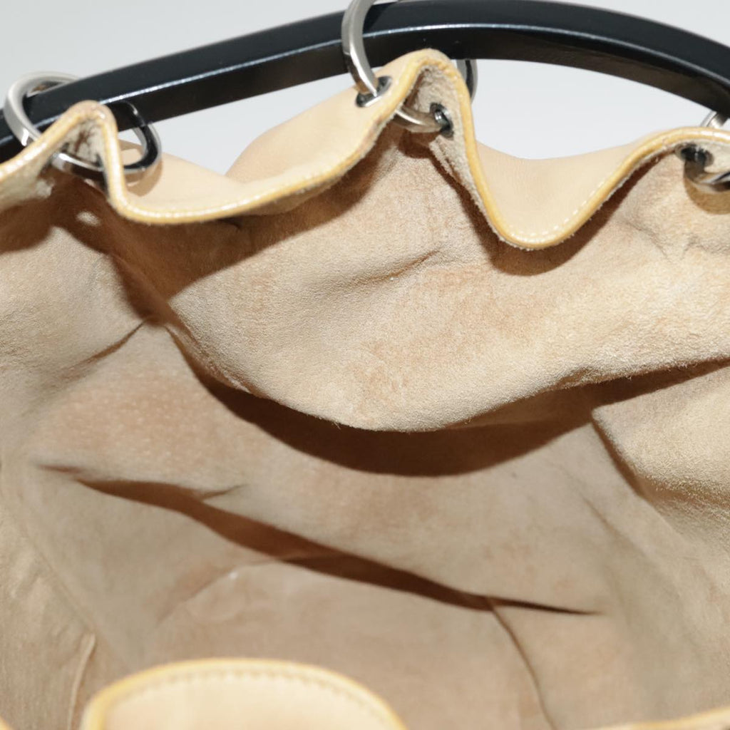 GUCCI Hand Bag Leather Plastic Beige Silver 001 3738 102113