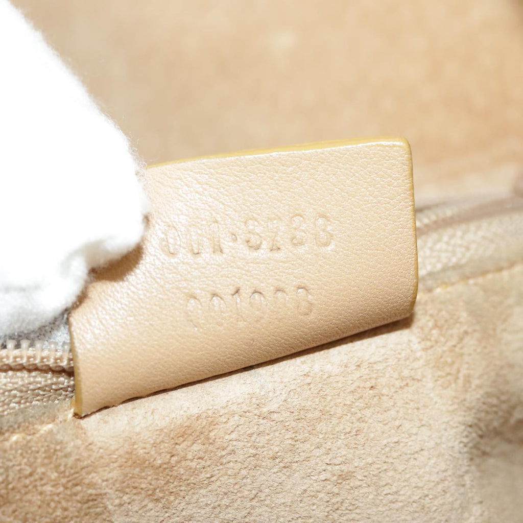 GUCCI Hand Bag Leather Plastic Beige Silver 001 3738 102113