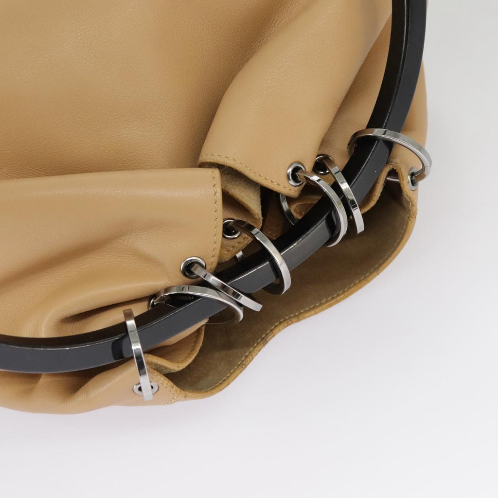 GUCCI Hand Bag Leather Plastic Beige Silver 001 3738 102113