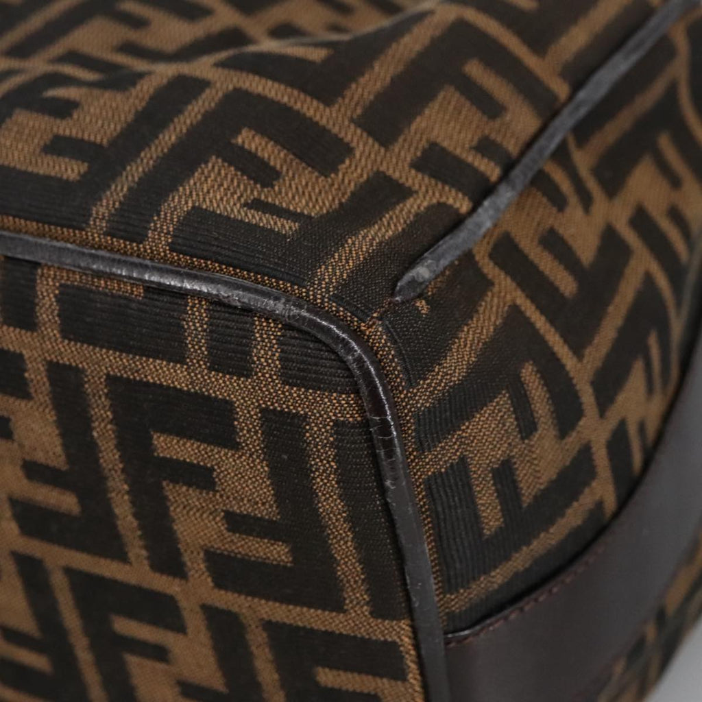 FENDI Zucca Canvas Vanity Hand Bag Brown Black 102121