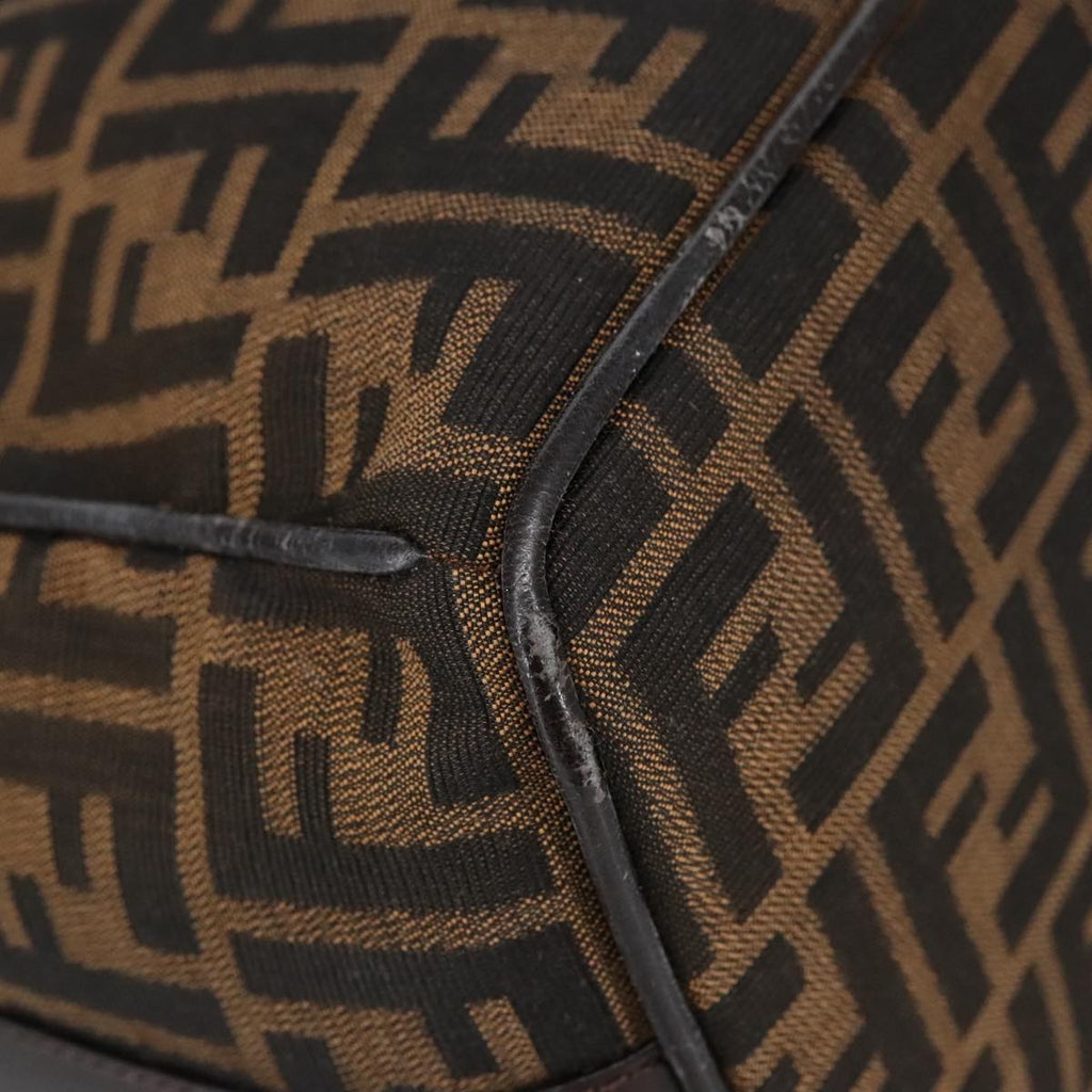 FENDI Zucca Canvas Vanity Hand Bag Brown Black 102121
