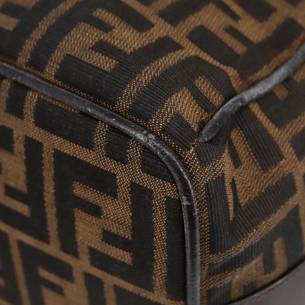 FENDI Zucca Canvas Vanity Hand Bag Brown Black 102121