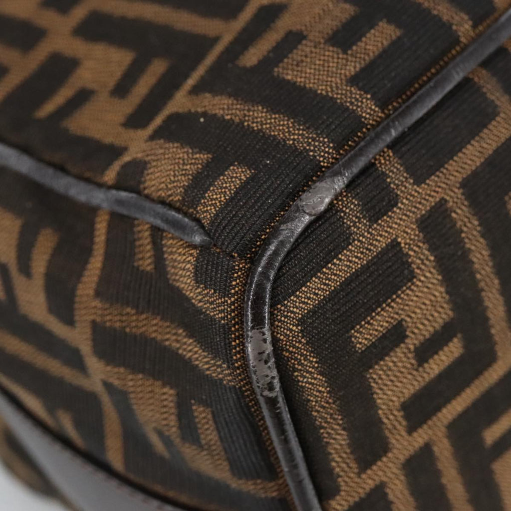 FENDI Zucca Canvas Vanity Hand Bag Brown Black 102121