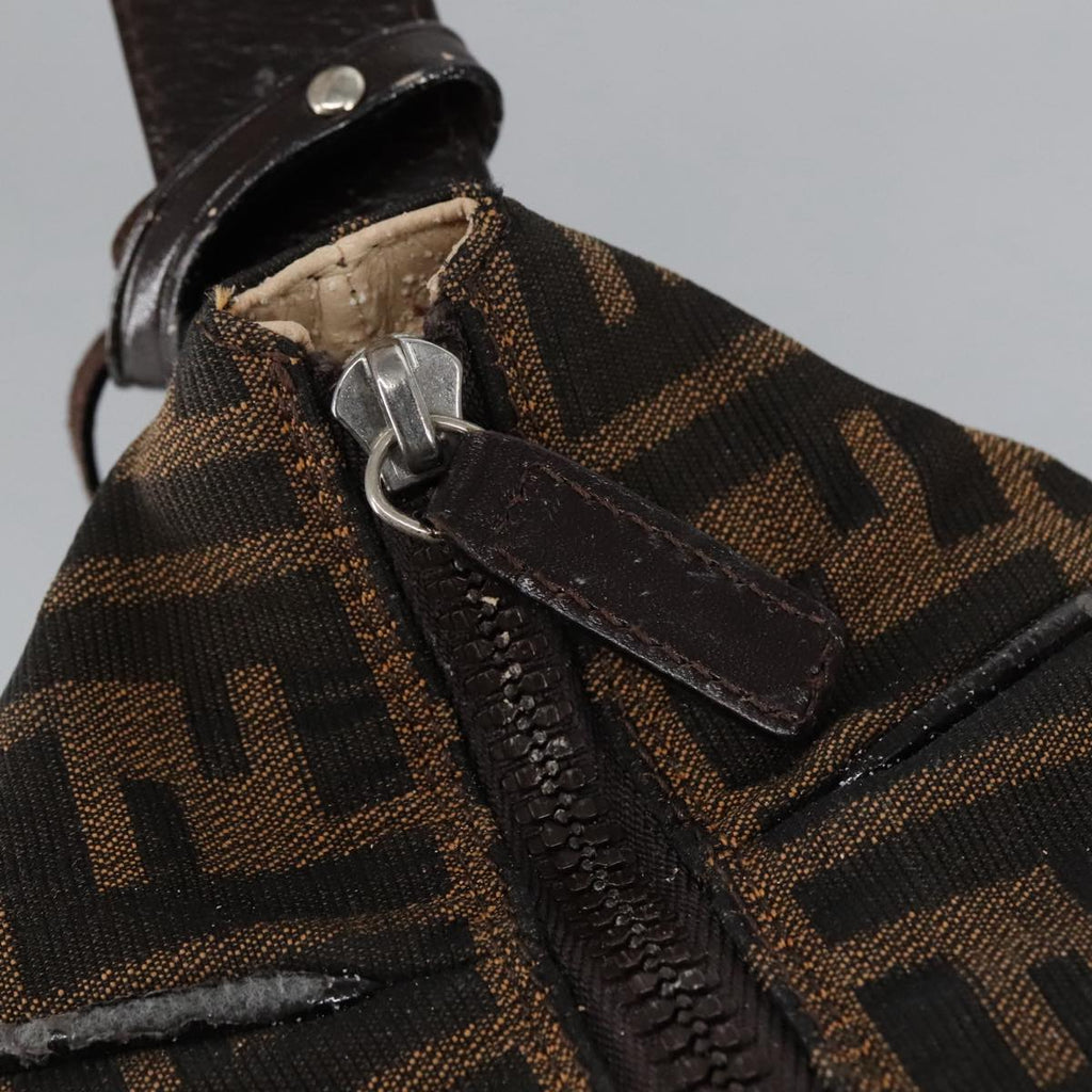 FENDI Zucca Canvas Vanity Hand Bag Brown Black 102121