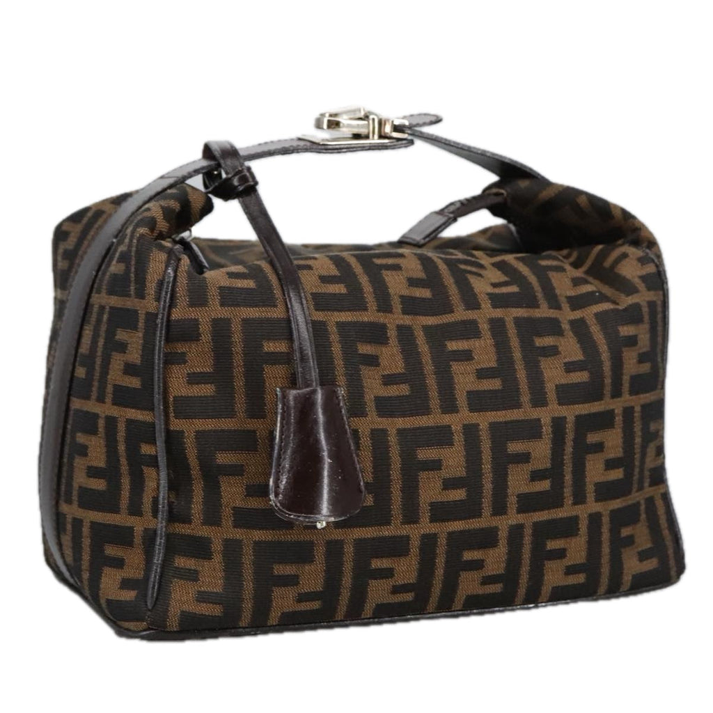 FENDI Zucca Canvas Vanity Hand Bag Brown Black 102121
