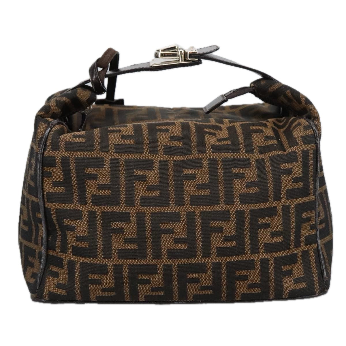 FENDI Zucca Canvas Vanity Hand Bag Brown Black 102121