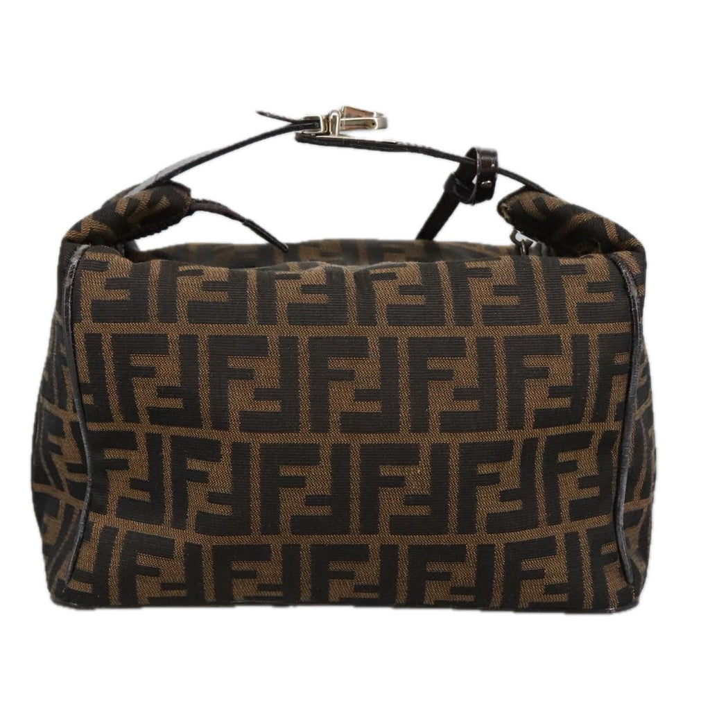 FENDI Zucca Canvas Vanity Hand Bag Brown Black 102121