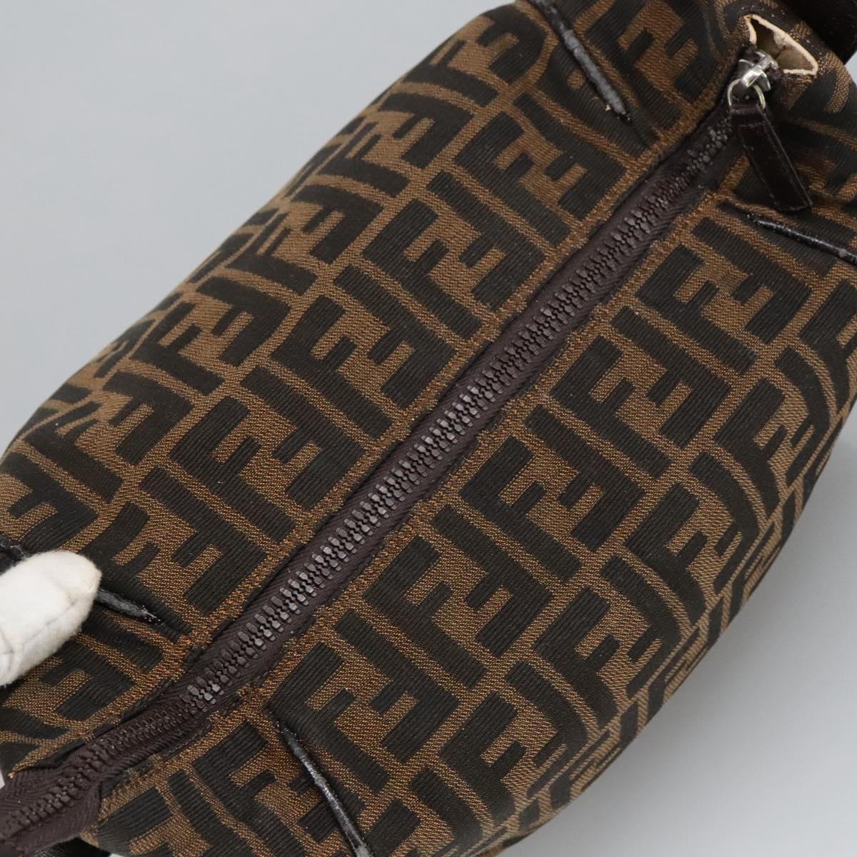 FENDI Zucca Canvas Vanity Hand Bag Brown Black 102121