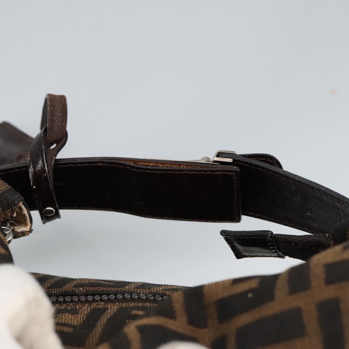 FENDI Zucca Canvas Vanity Hand Bag Brown Black 102121