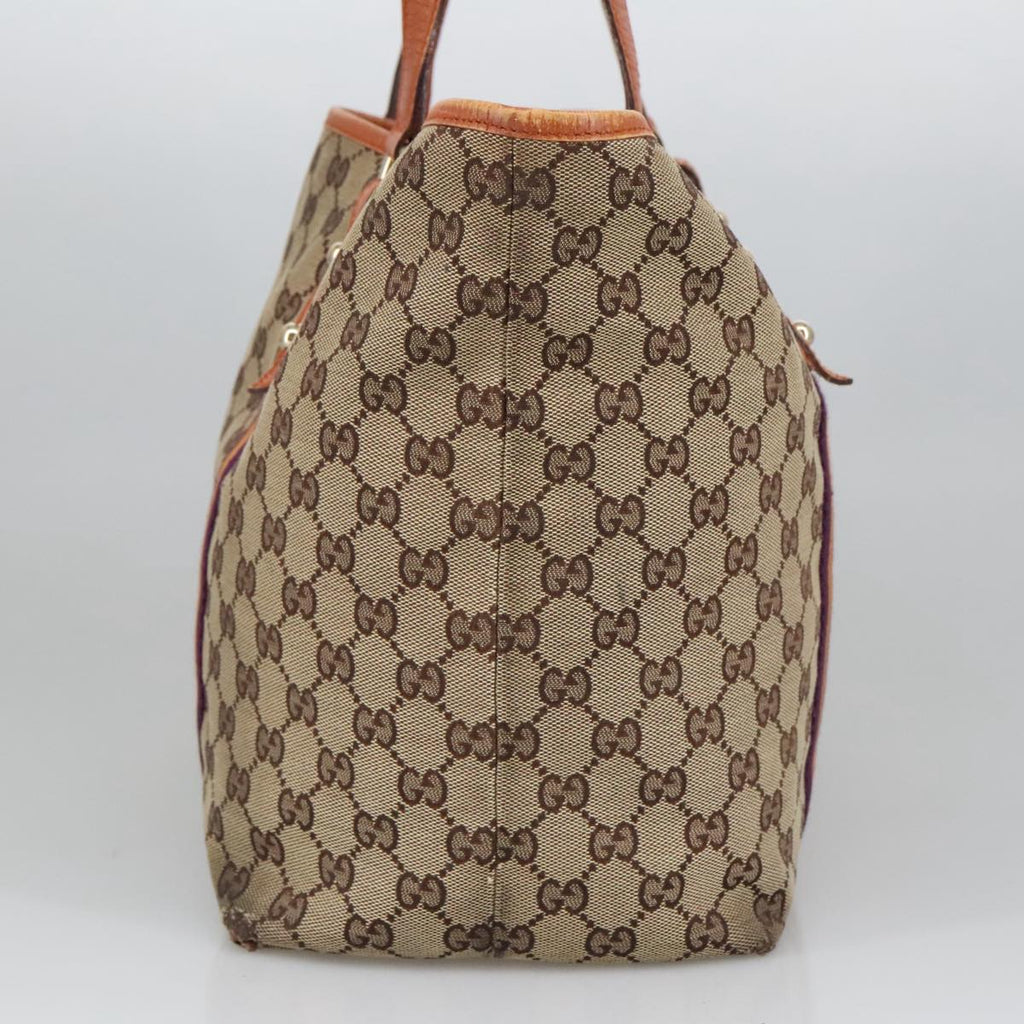 GUCCI GG Canvas Tote Bag Beige Purple 139260 102155