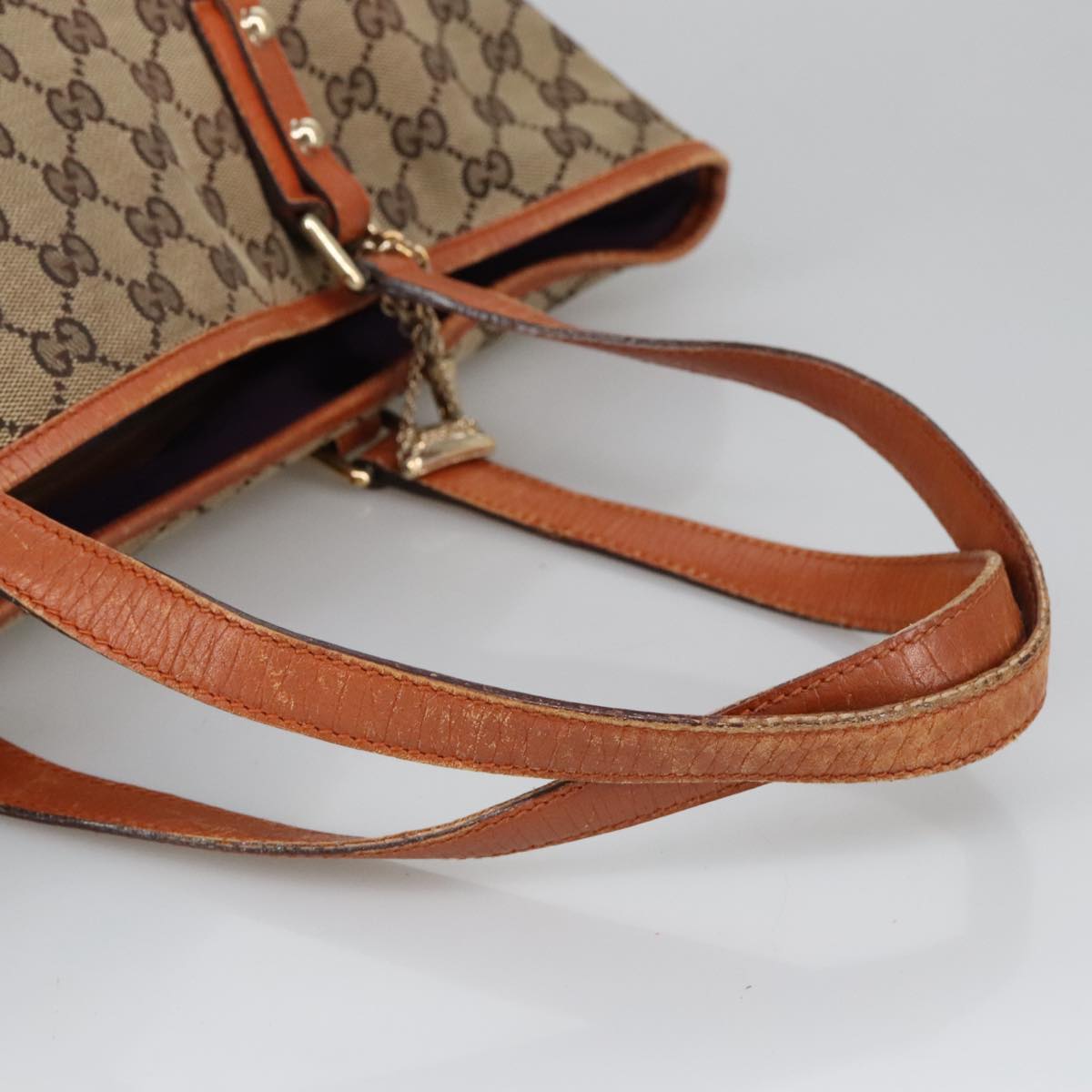 GUCCI GG Canvas Tote Bag Beige Purple 139260 102155