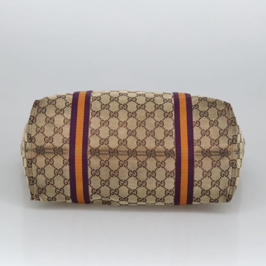 GUCCI GG Canvas Tote Bag Beige Purple 139260 102155