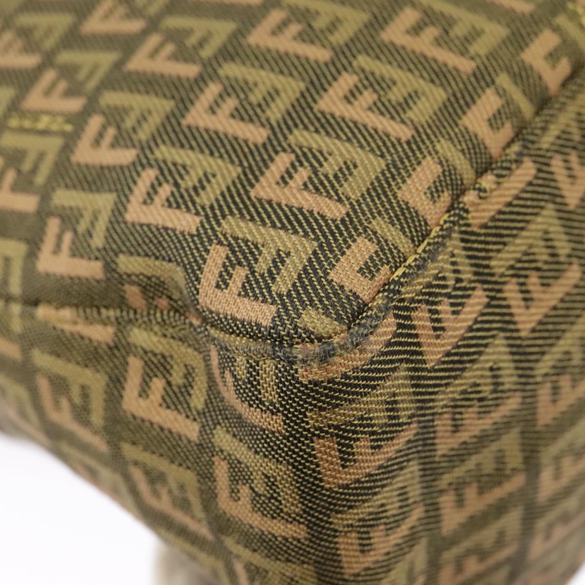FENDI Zucchino Canvas Hand Bag Khaki 8BH138 102160