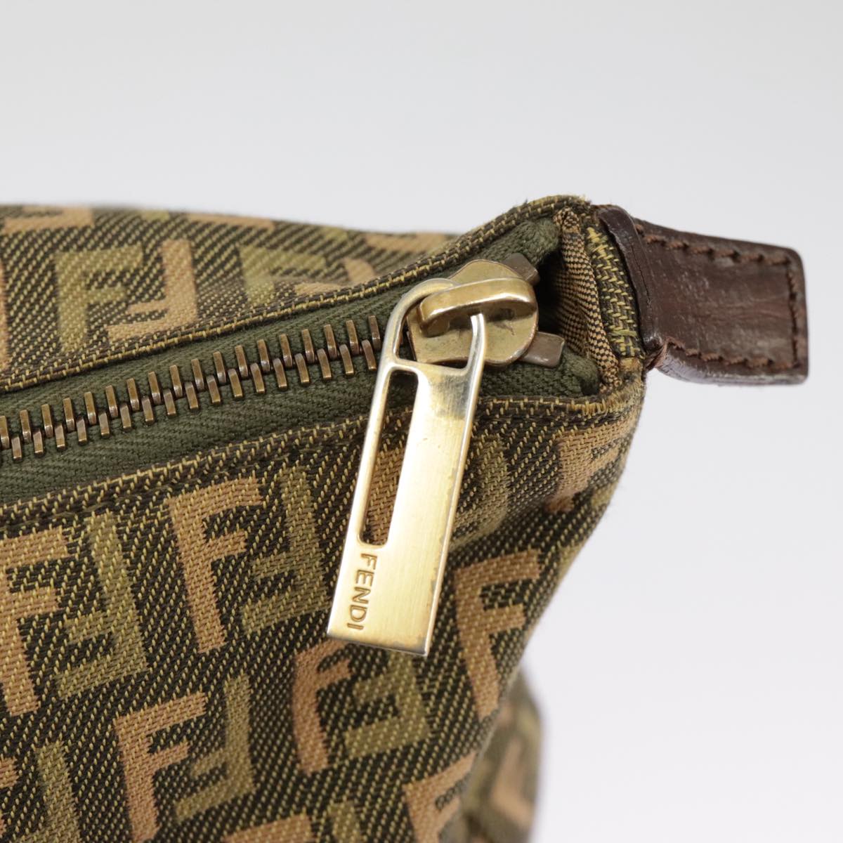 FENDI Zucchino Canvas Hand Bag Khaki 8BH138 102160