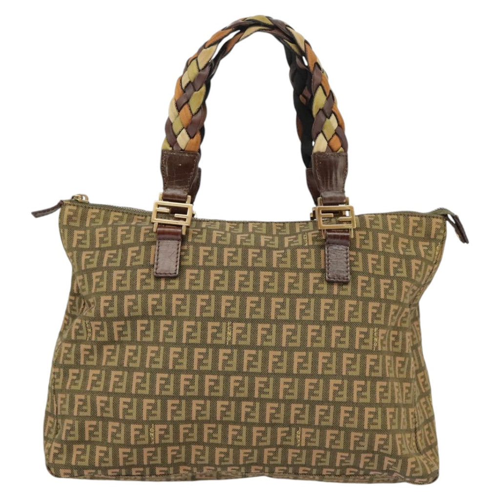 FENDI Zucchino Canvas Hand Bag Khaki 8BH138 102160