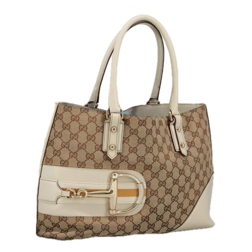 GUCCI GG Canvas Tote Bag Beige Gold 137385 102161