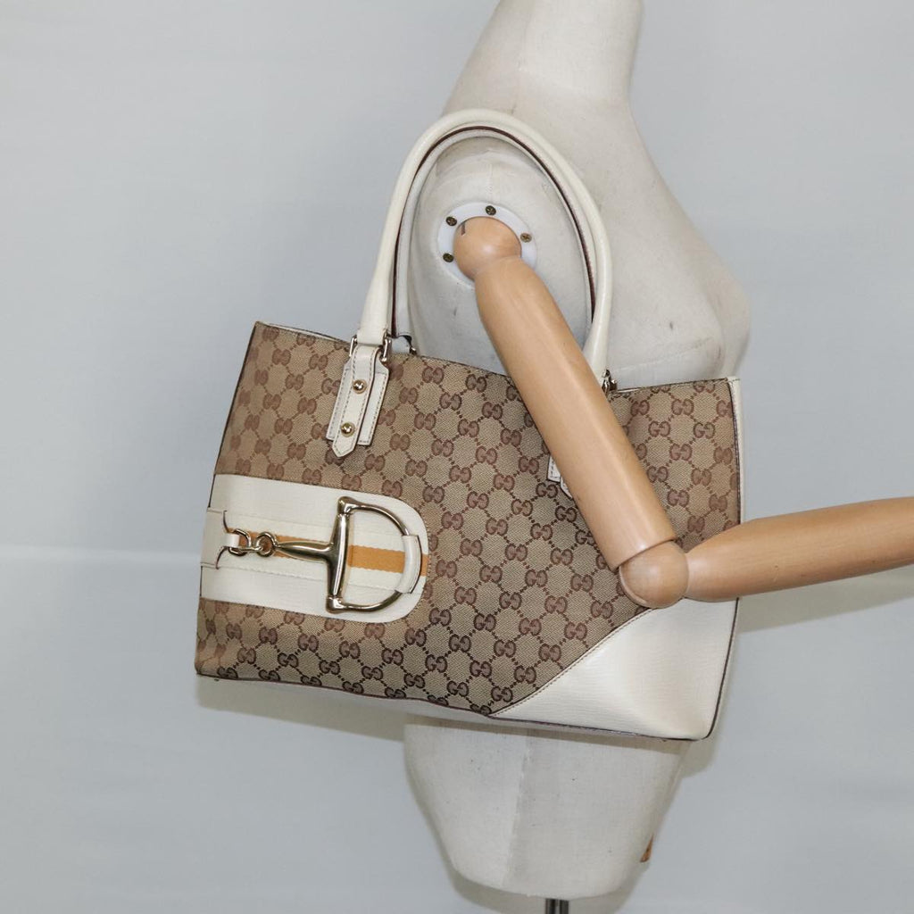 GUCCI GG Canvas Tote Bag Beige Gold 137385 102161