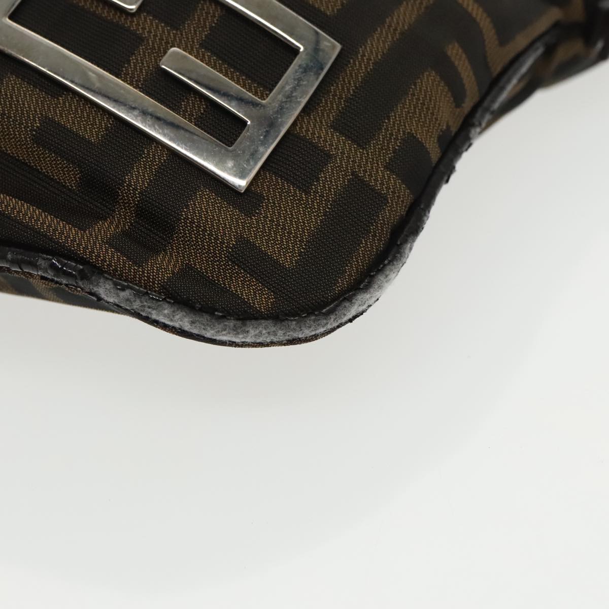 FENDI Zucca Canvas Shoulder Pouch Brown Black Silver 102163