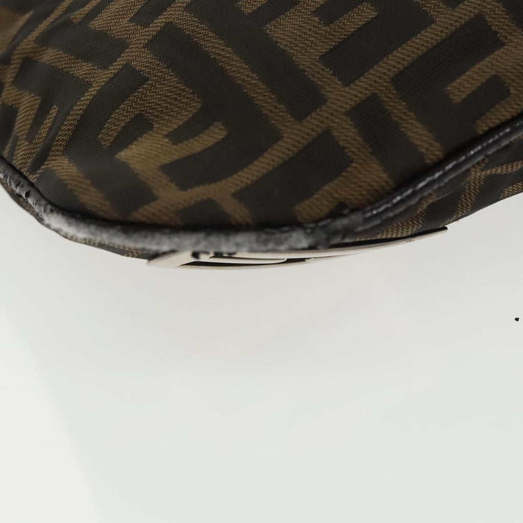 FENDI Zucca Canvas Shoulder Pouch Brown Black Silver 102163