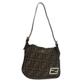 FENDI Zucca Canvas Shoulder Pouch Brown Black Silver 102163