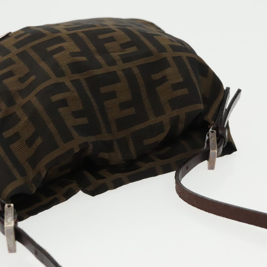 FENDI Zucca Canvas Shoulder Pouch Brown Black Silver 102163