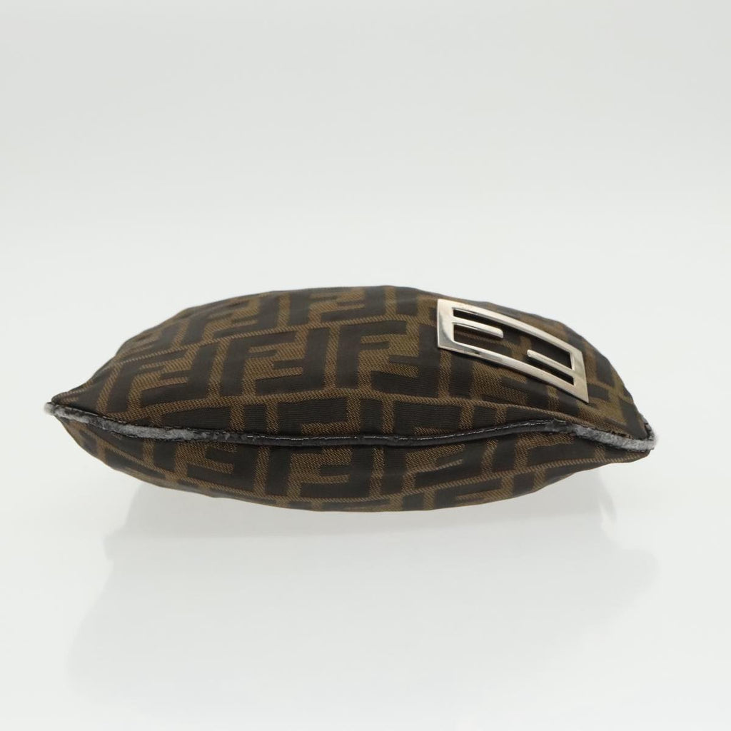 FENDI Zucca Canvas Shoulder Pouch Brown Black Silver 102163