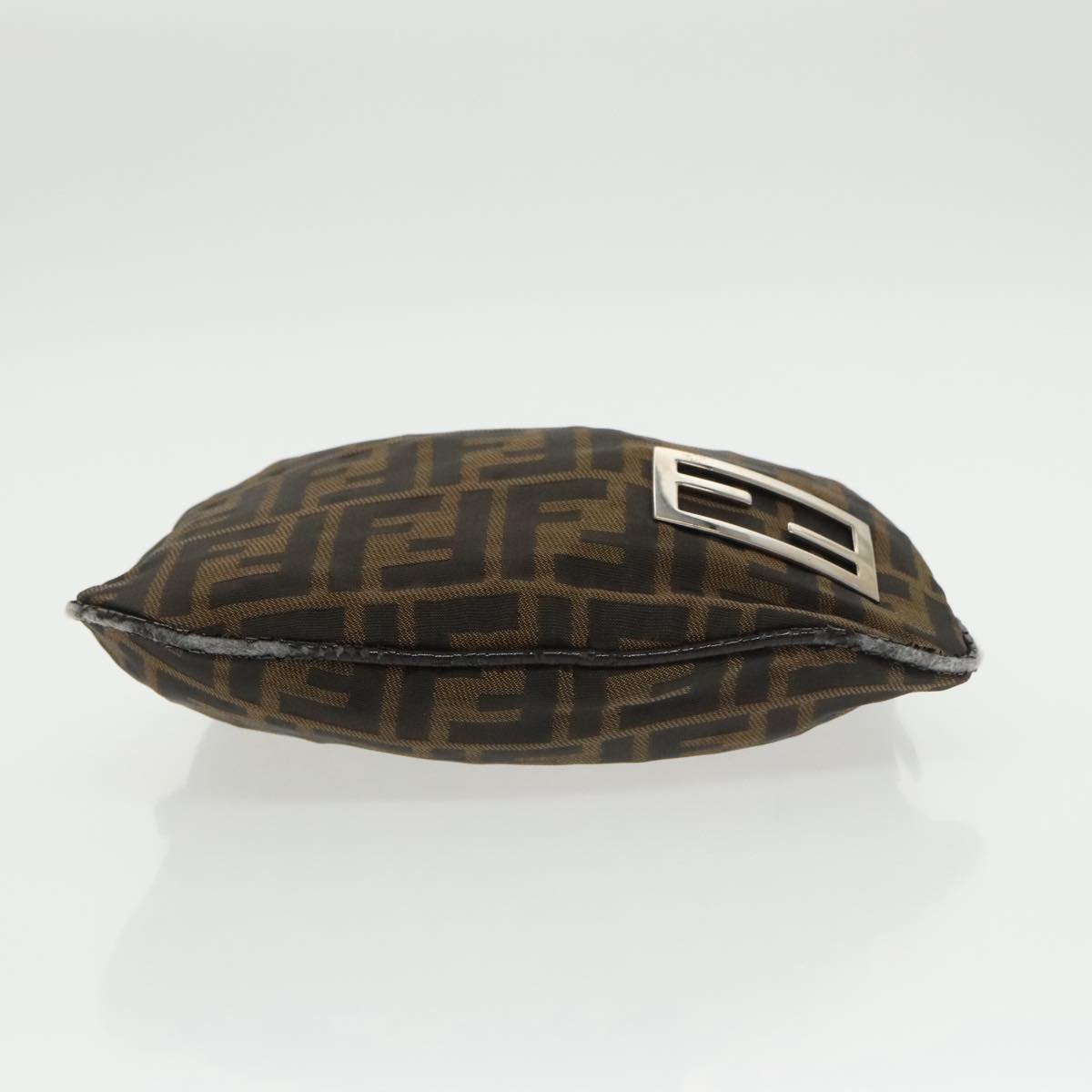 FENDI Zucca Canvas Shoulder Pouch Brown Black Silver 102163