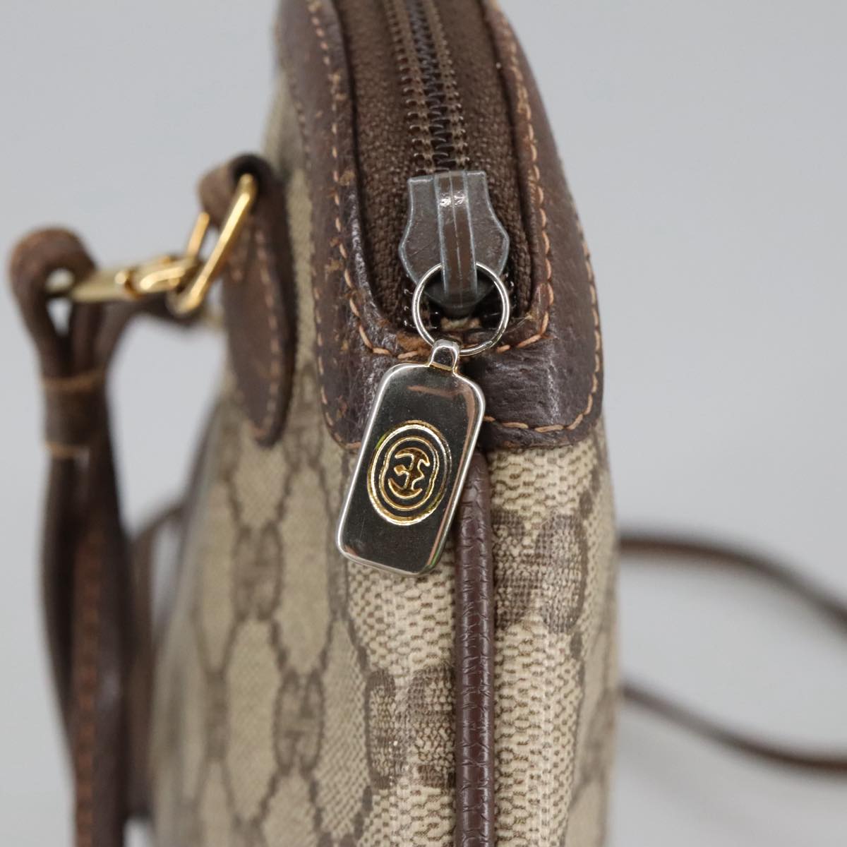 GUCCI GG Supreme Web Sherry Line Shoulder Bag PVC Beige 904 02 047 102166