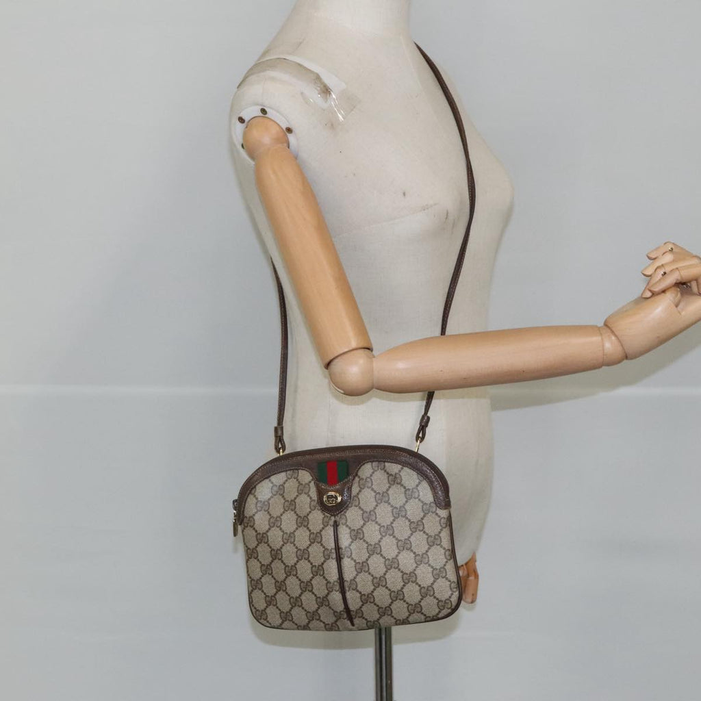 GUCCI GG Supreme Web Sherry Line Shoulder Bag PVC Beige 904 02 047 102166