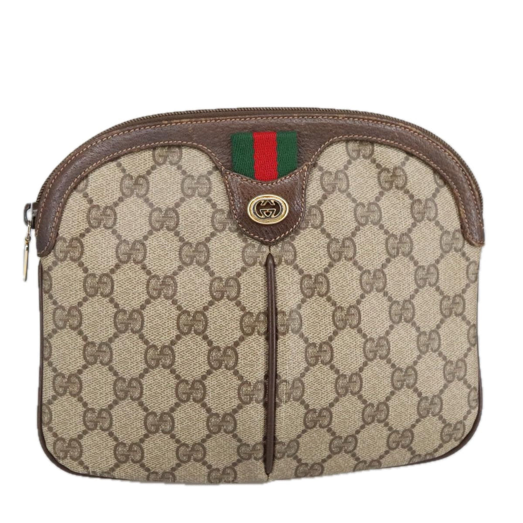 GUCCI GG Supreme Web Sherry Line Shoulder Bag PVC Beige 904 02 047 102166