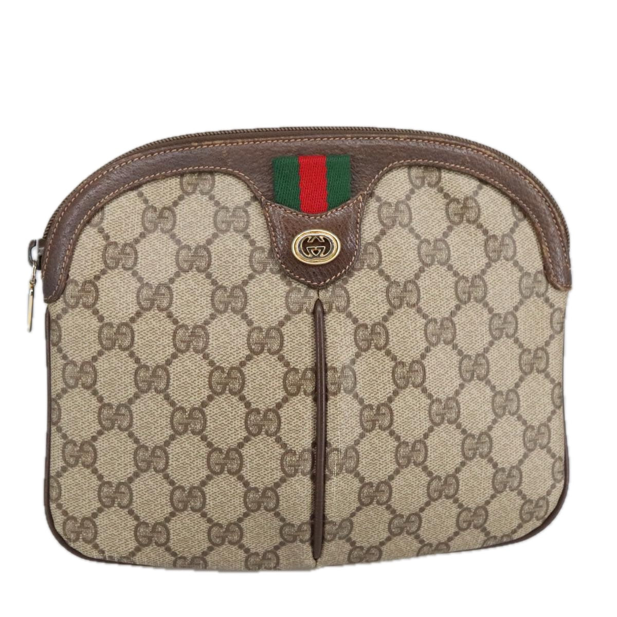GUCCI GG Supreme Web Sherry Line Shoulder Bag PVC Beige 904 02 047 102166