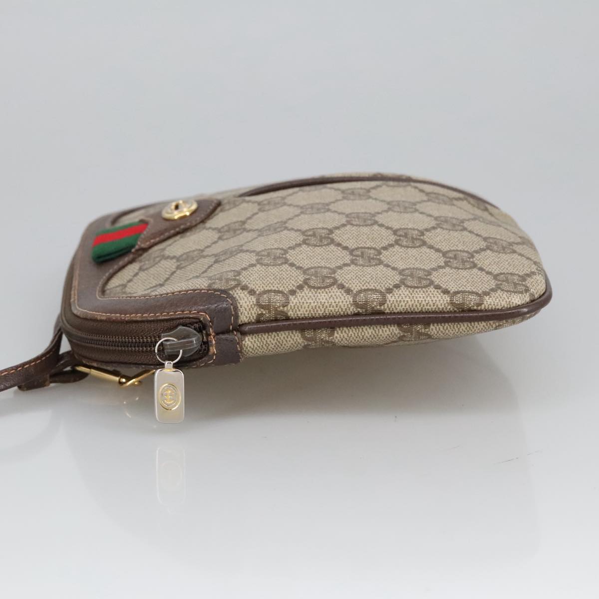 GUCCI GG Supreme Web Sherry Line Shoulder Bag PVC Beige 904 02 047 102166