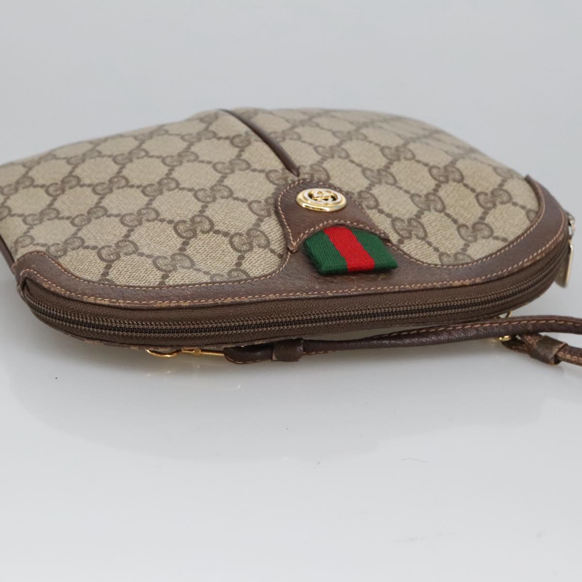 GUCCI GG Supreme Web Sherry Line Shoulder Bag PVC Beige 904 02 047 102166