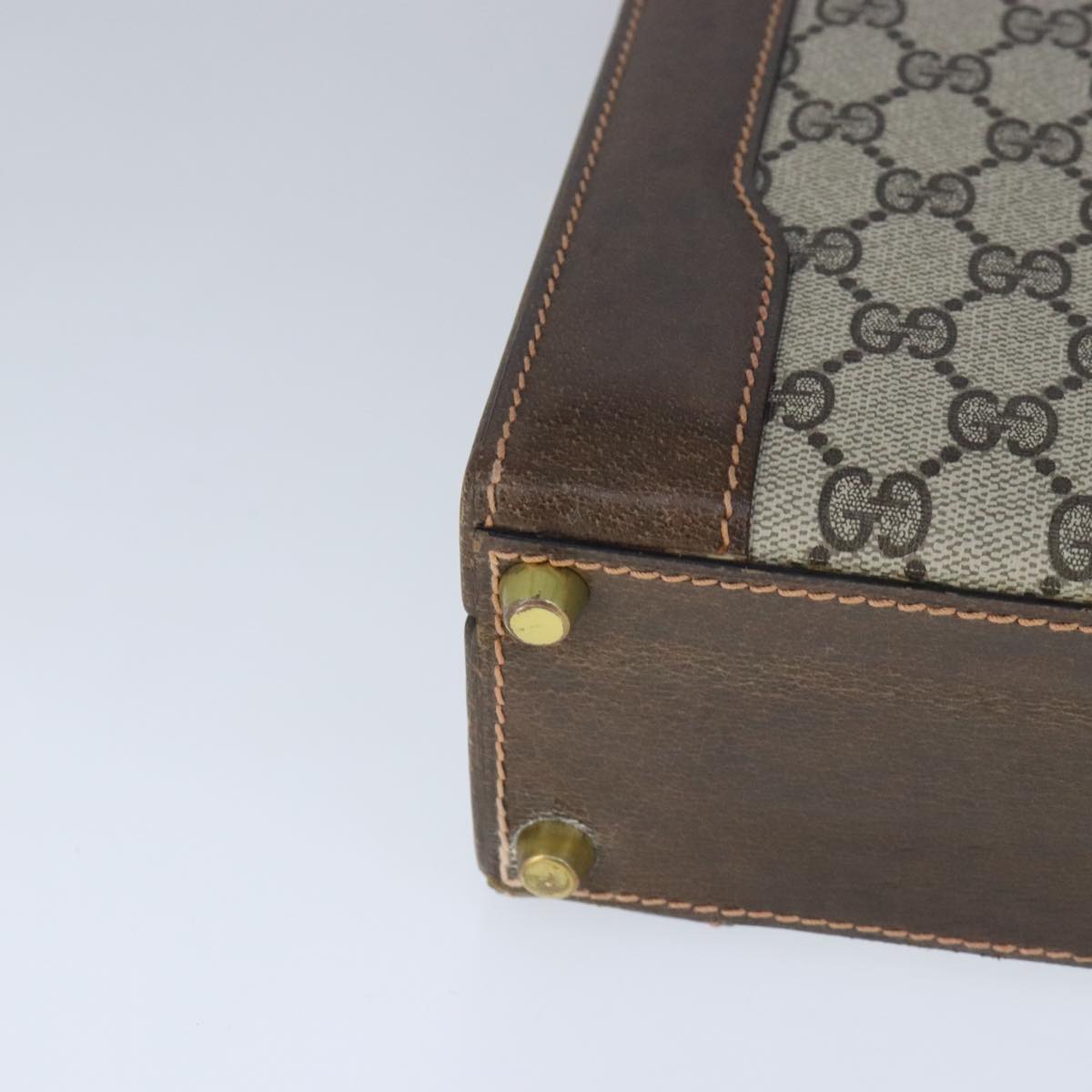 GUCCI GG Supreme Trunk PVC Leather Beige Gold 102207