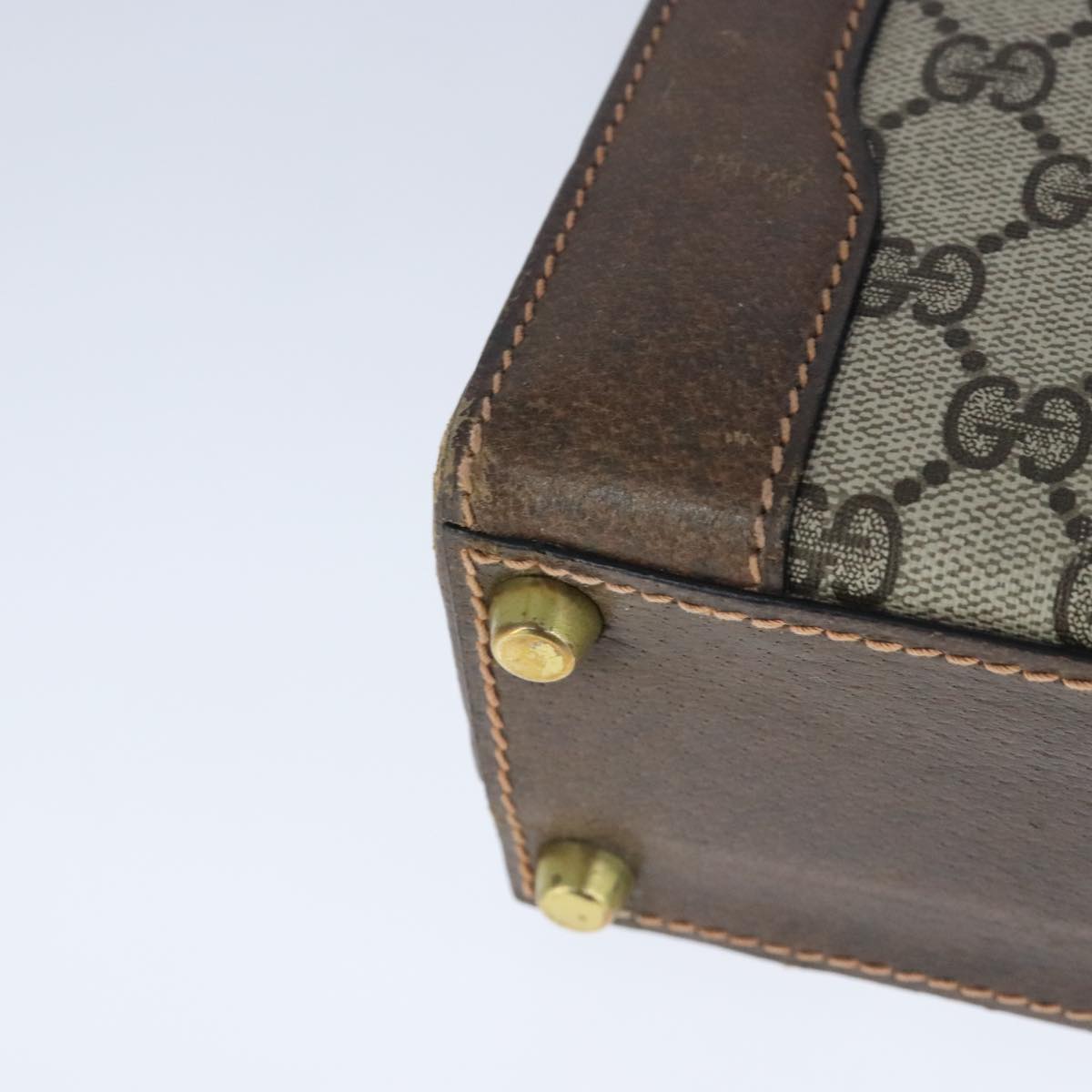 GUCCI GG Supreme Trunk PVC Leather Beige Gold 102207