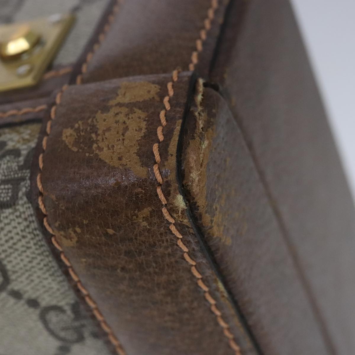 GUCCI GG Supreme Trunk PVC Leather Beige Gold 102207