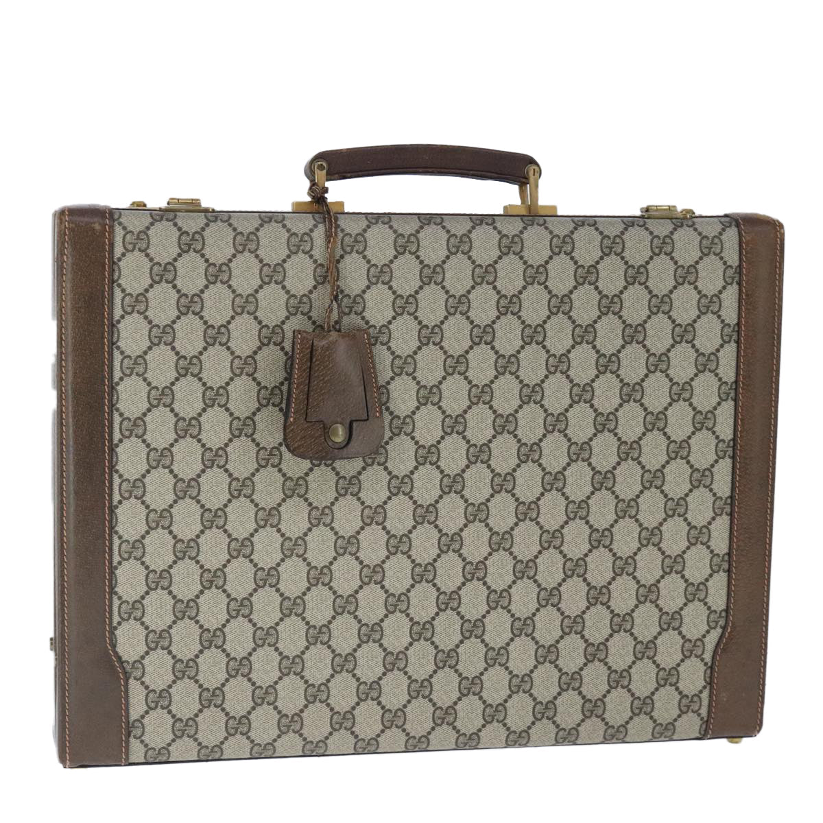 GUCCI GG Supreme Trunk PVC Leather Beige Gold 102207