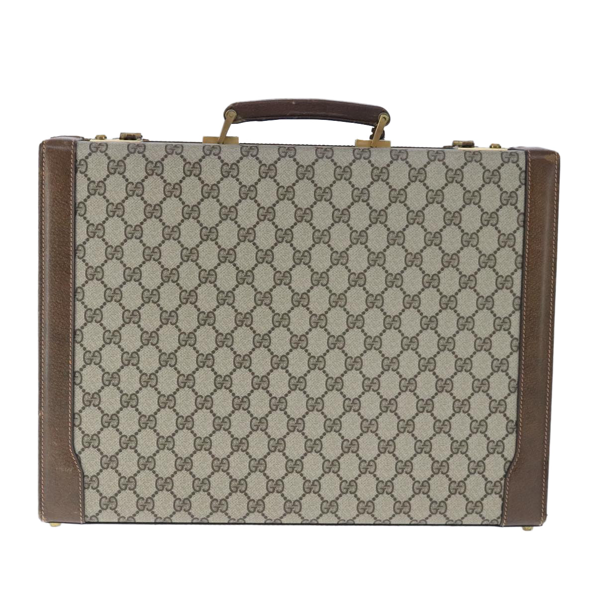GUCCI GG Supreme Trunk PVC Leather Beige Gold 102207